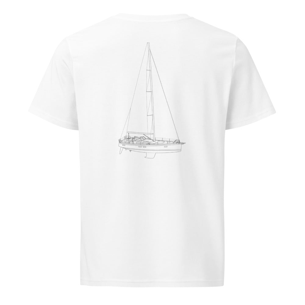 Hallberg-Rassy 50 sailboat shirt in White - back design