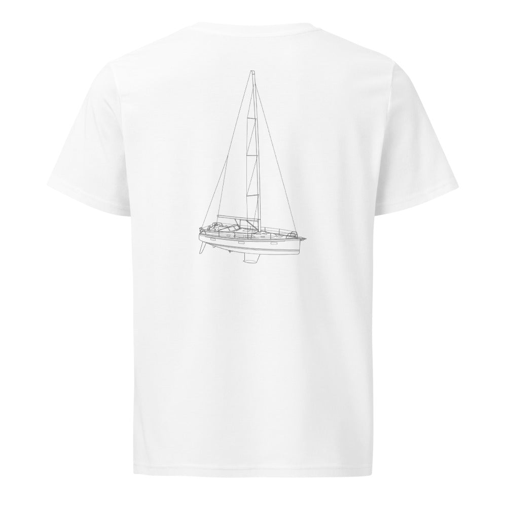 Hallberg-Rassy 400 sailboat shirt in White - back design