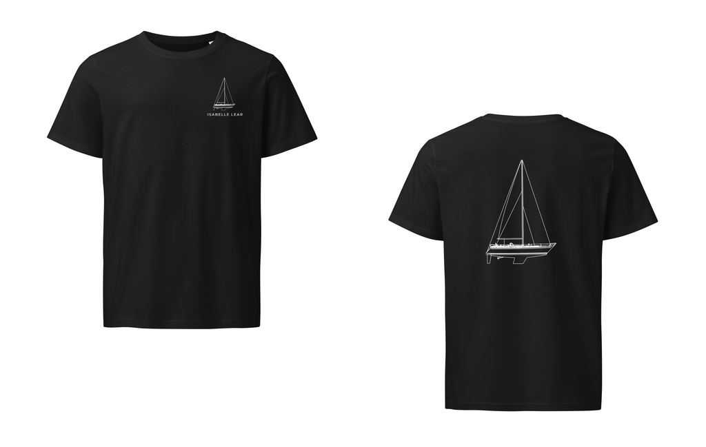 Nautor Swan 391 sailboat shirt in Black - front and back view