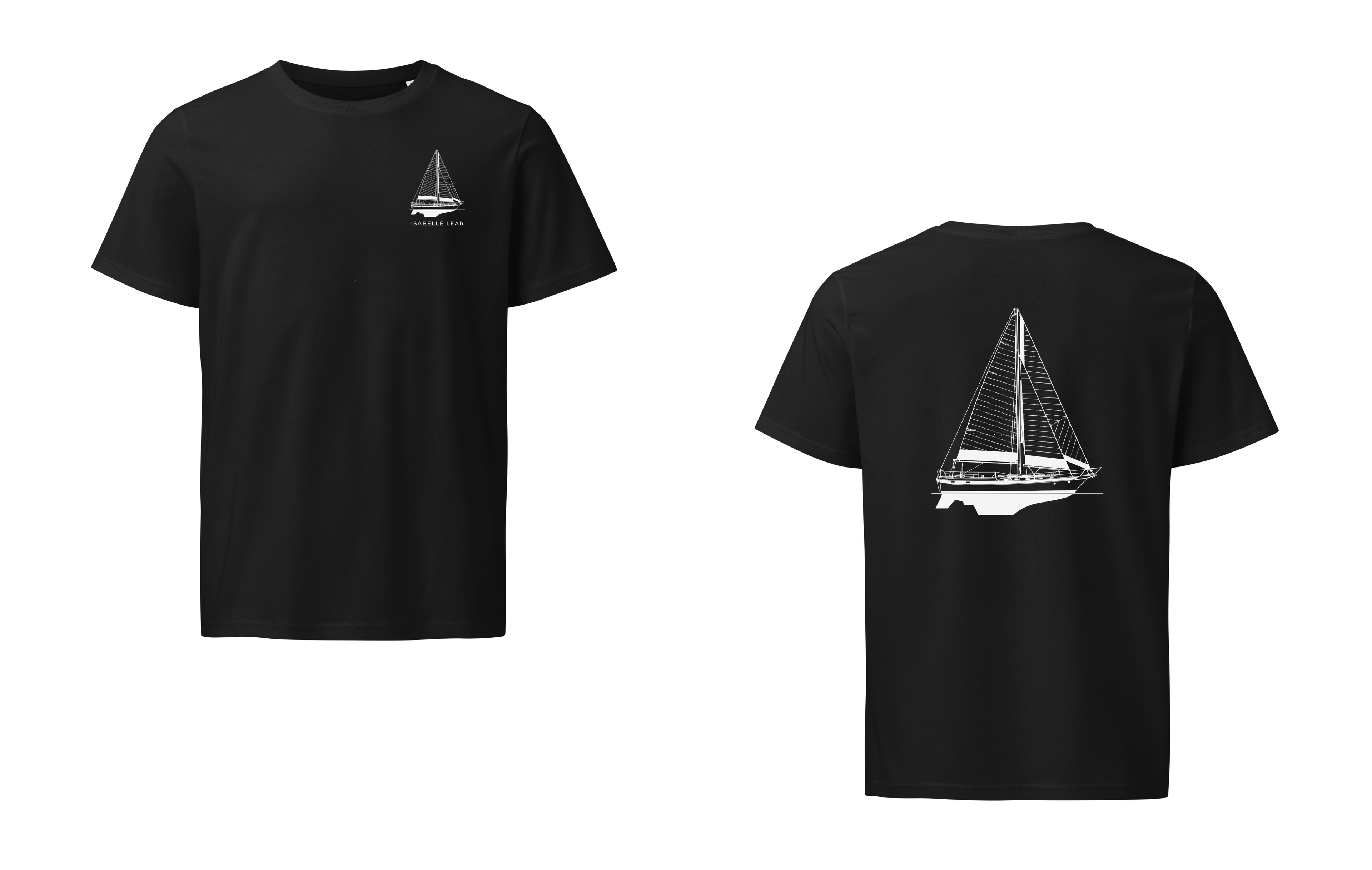 CSY 44 Center Cockpit sailboat shirt in Black - front and back view
