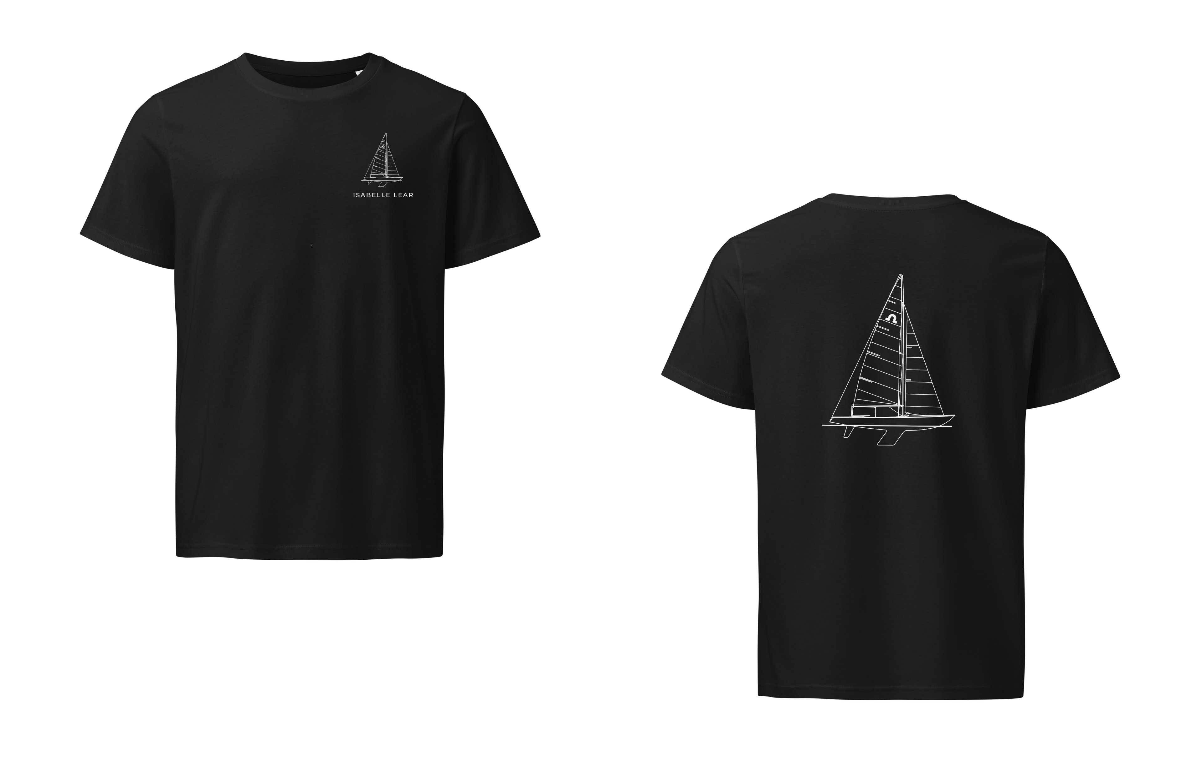 Abbott Soling sailboat shirt in Black - front and back view