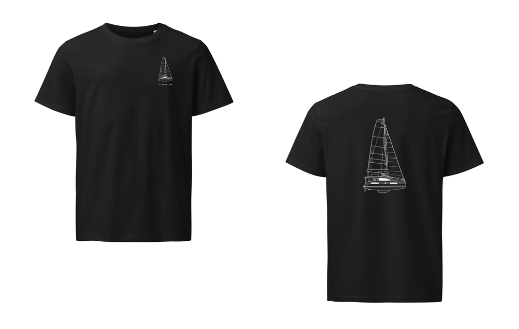 Leopard 40 sailboat shirt in Black - front and back view