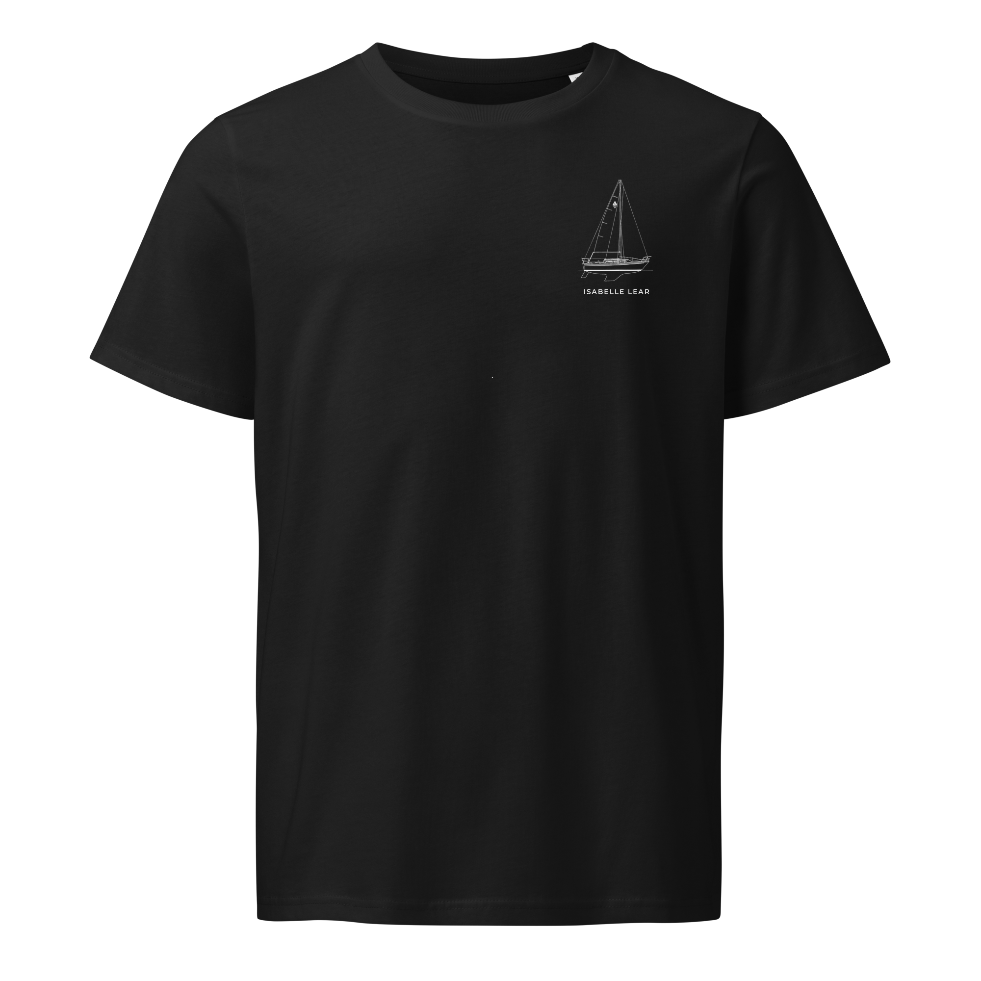 Catalina 27 sailboat shirt in Black - front view with boat name