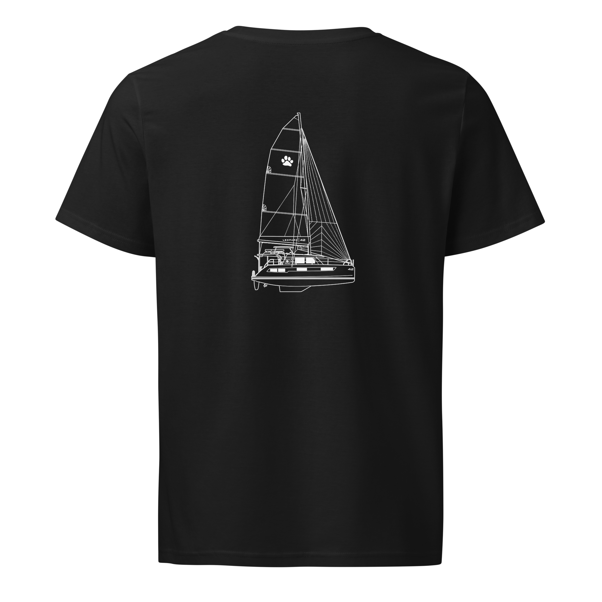 Leopard 42 sailboat shirt in Black - mockup