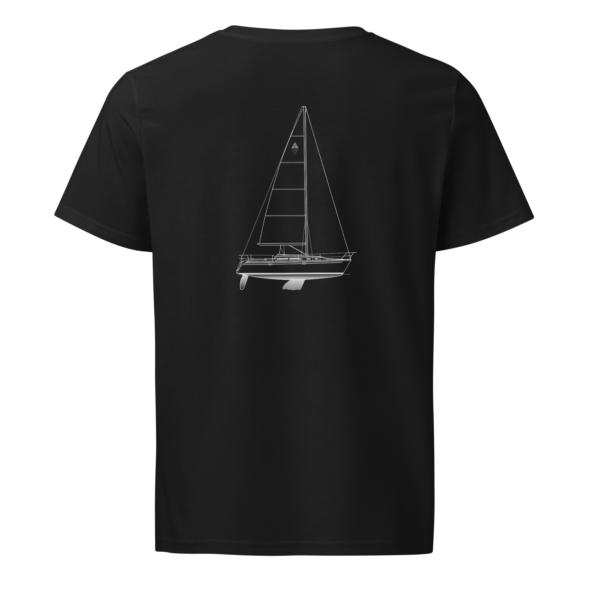 Catalina 320 Shoal Keel sailboat shirt in Black - mockup