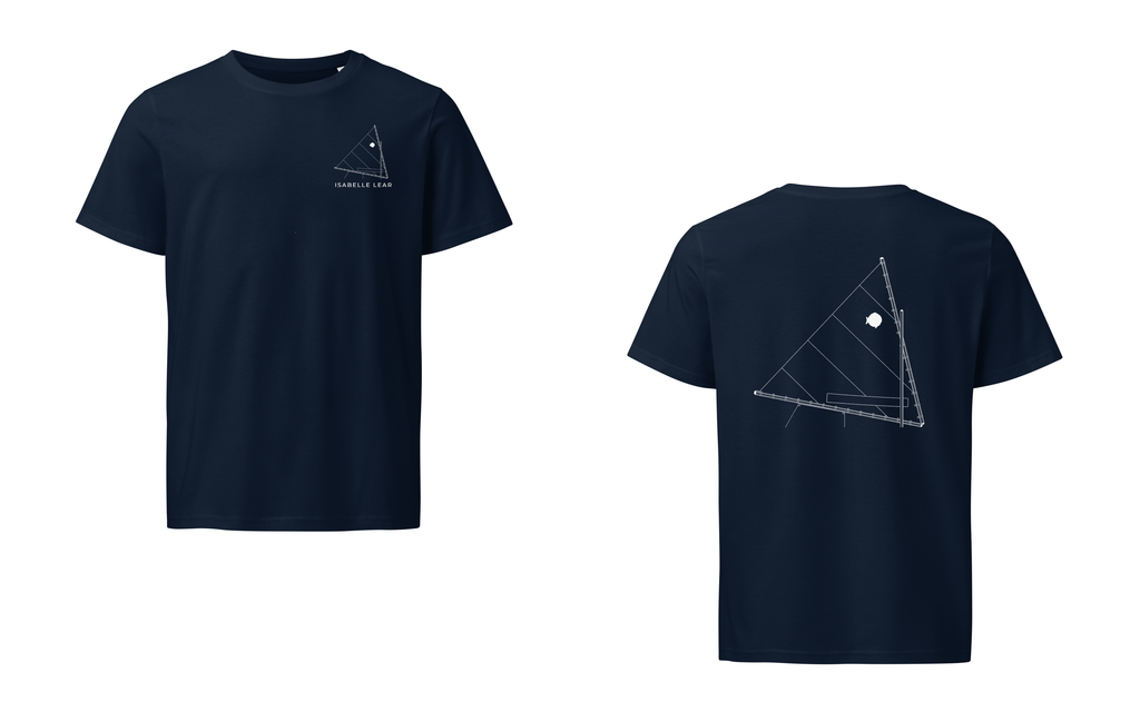 AMF Sunfish sailboat shirt in Navy - front and back view
