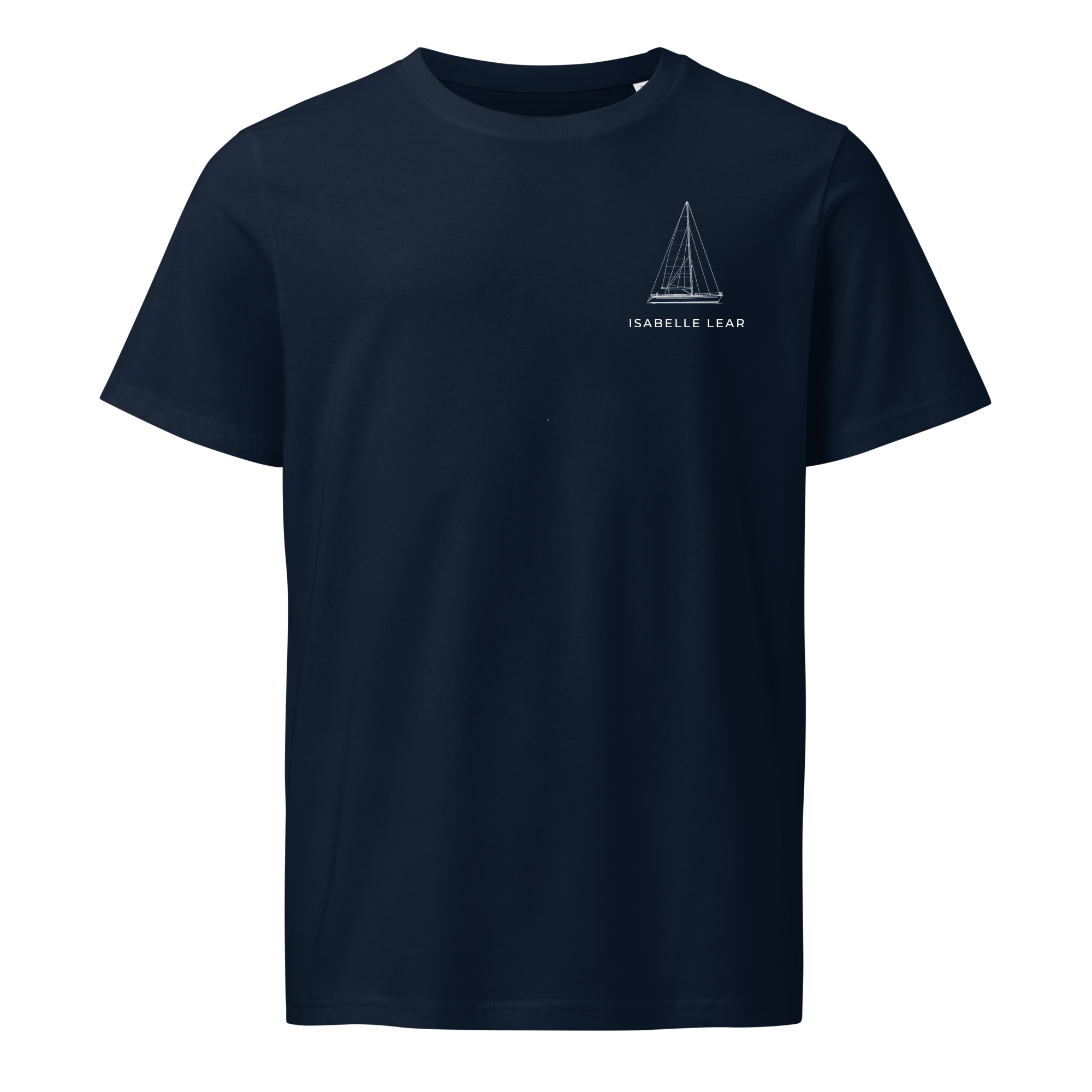 Nautor Swan 48 sailboat shirt in Navy - front view with boat name