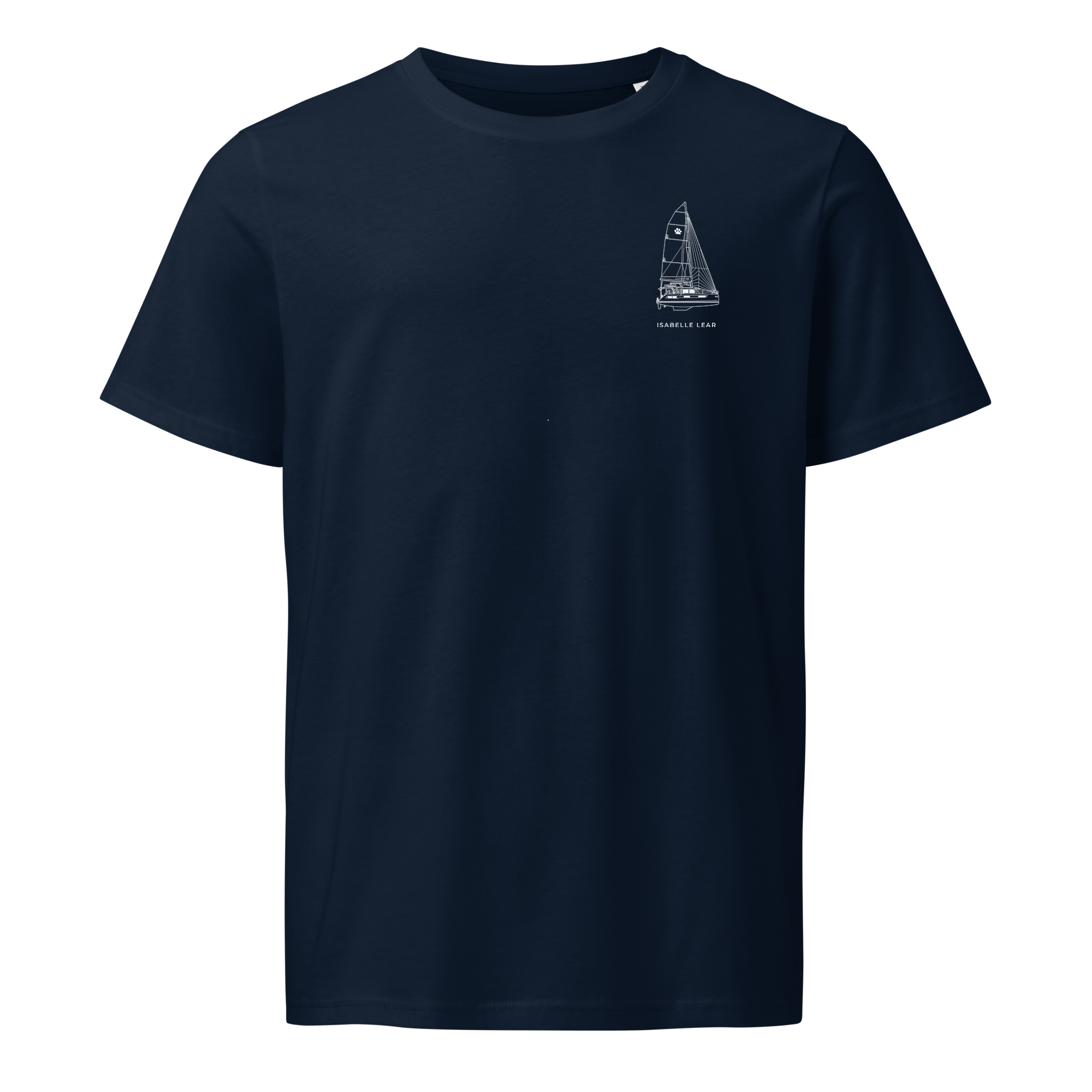 Leopard 42 sailboat shirt in Navy - front view with boat name