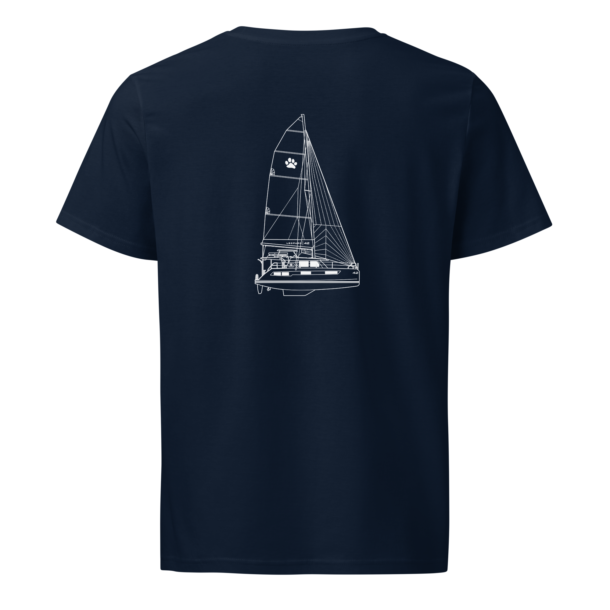 Leopard 42 sailboat shirt in Navy - mockup