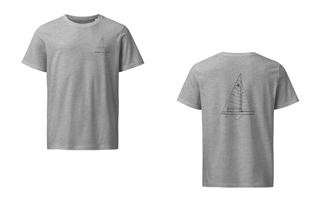 Abbott Soling sailboat shirt in Heather Grey - front and back view