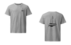 CSY 44 Center Cockpit sailboat shirt in Heather Grey - front and back view