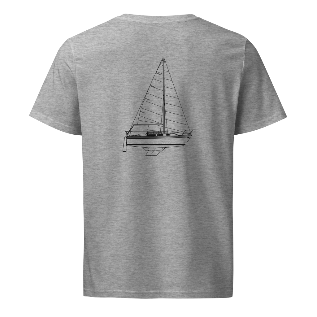 Catalina 25 sailboat shirt in Heather Grey - mockup