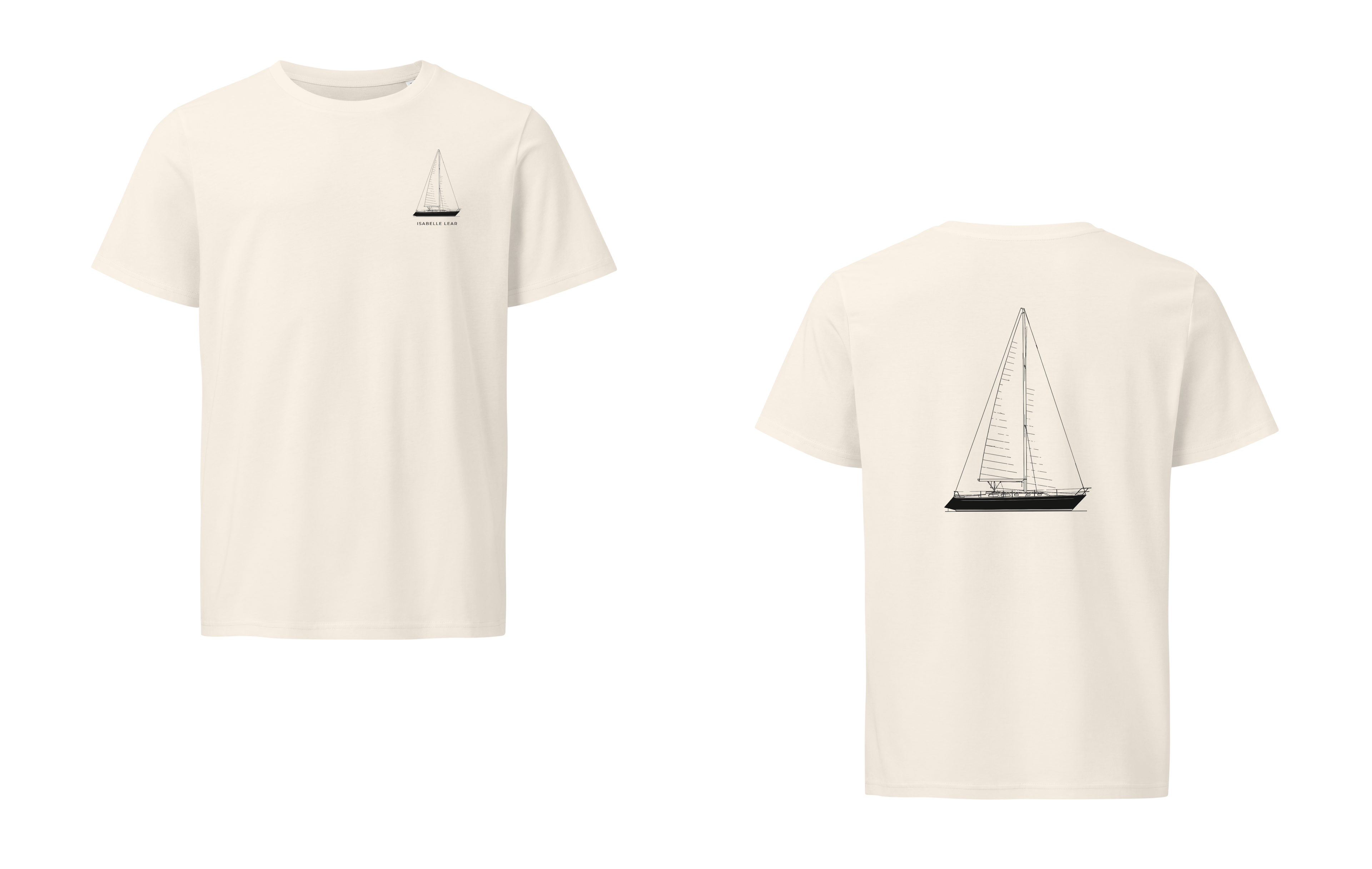 Peterson Islander 40 sailboat shirt in Natural - front and back view