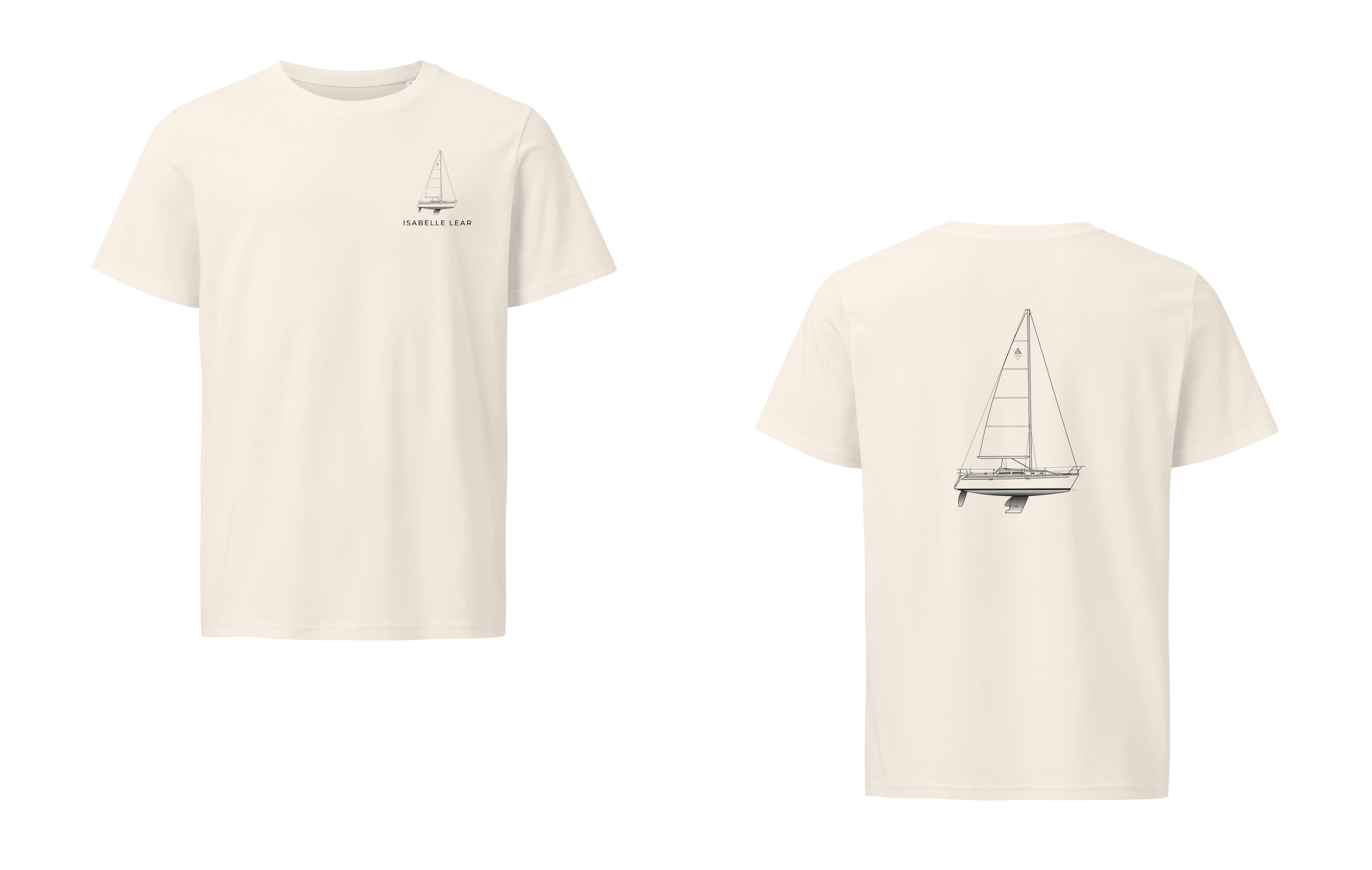 Catalina 320 sailboat shirt in Natural - front and back view