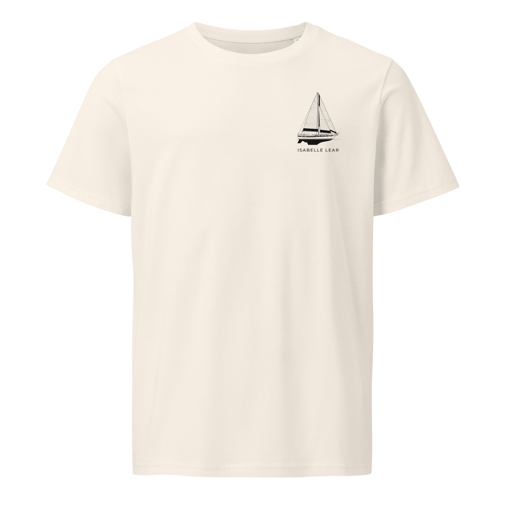 CSY 44 Center Cockpit sailboat shirt in Natural - front view with boat name