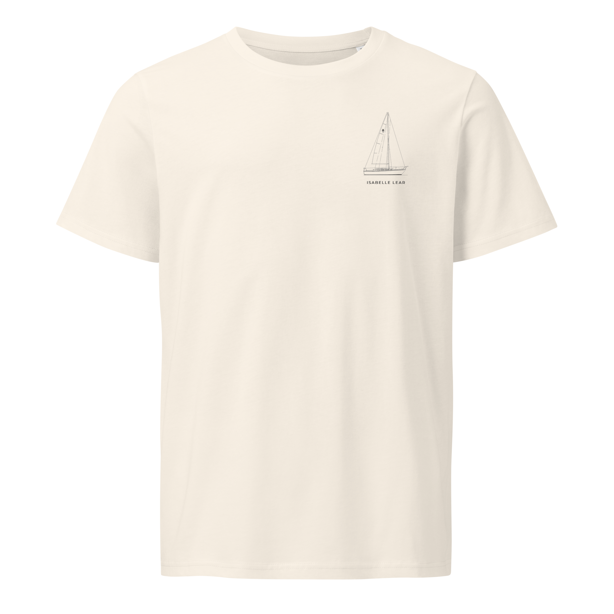 Catalina 30 sailboat shirt in Natural - front view with boat name