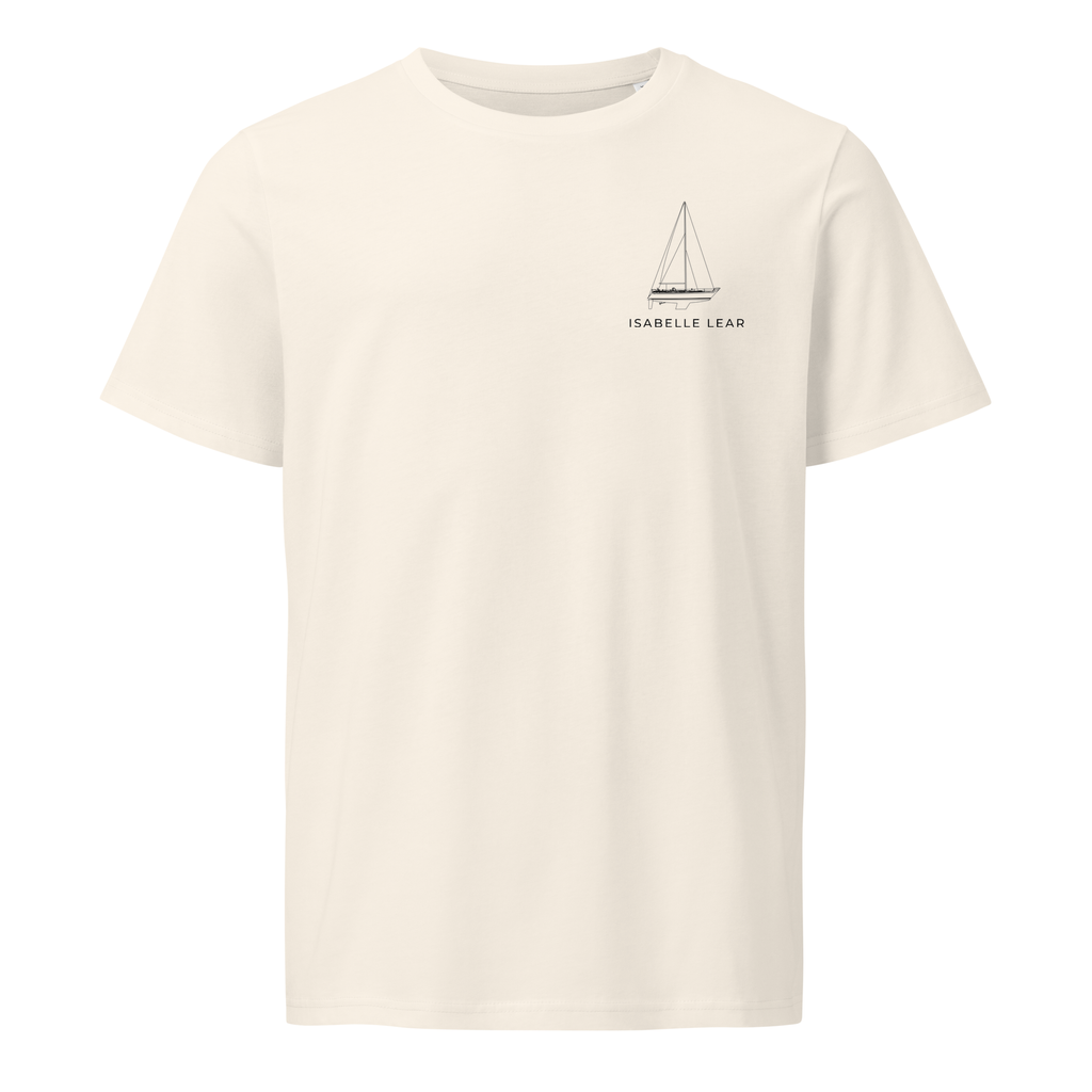 Nautor Swan 391 sailboat shirt in Natural - front view with boat name