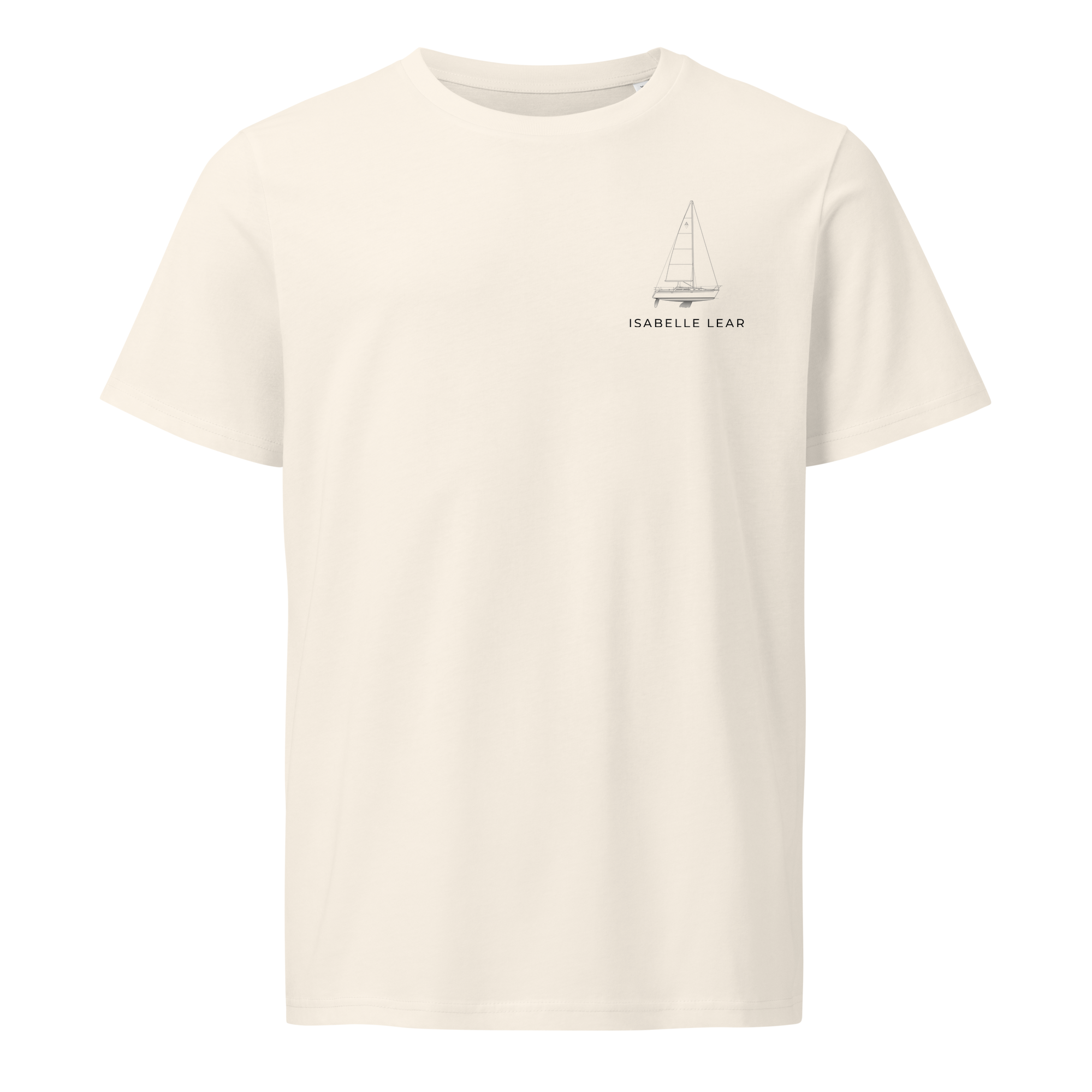 Catalina 320 Shoal Keel sailboat shirt in Natural - front view with boat name