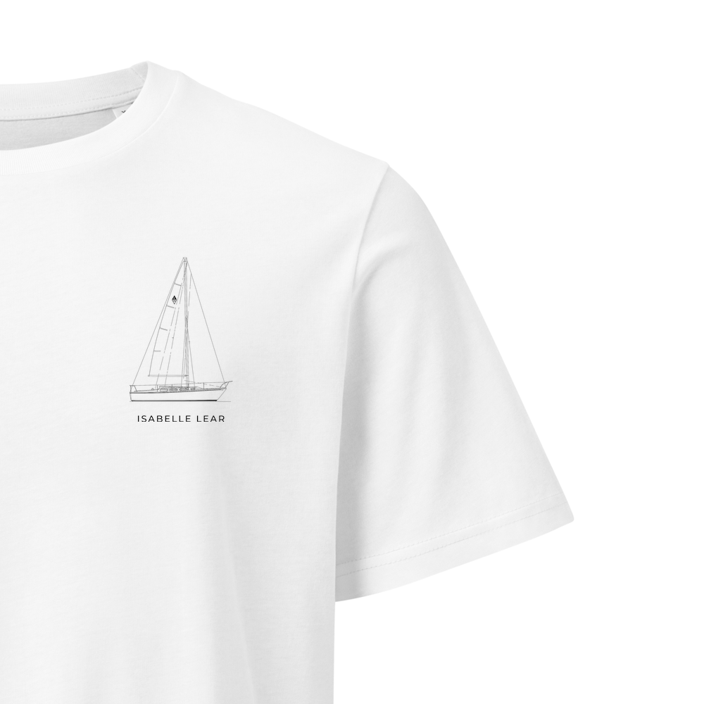 Catalina 30 sailboat shirt in White - closeup detail