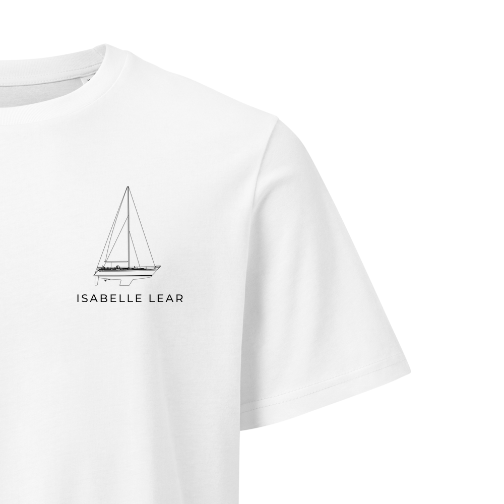 Nautor Swan 391 sailboat shirt in White - closeup detail