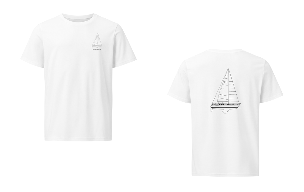 Beneteau First 405 sailboat shirt in White - front and back view