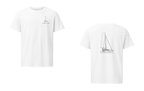 Lagoon 40 sailboat shirt in White - front and back view