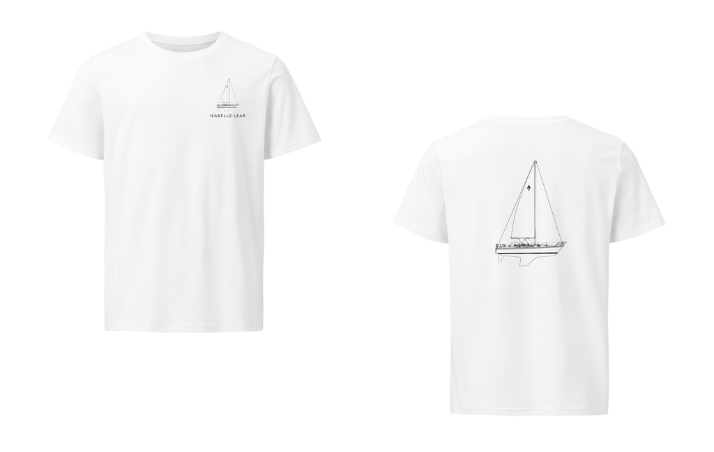Catalina 36 sailboat shirt in White - front and back view