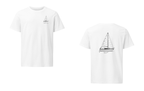 Catalina 25 sailboat shirt in White - front and back view