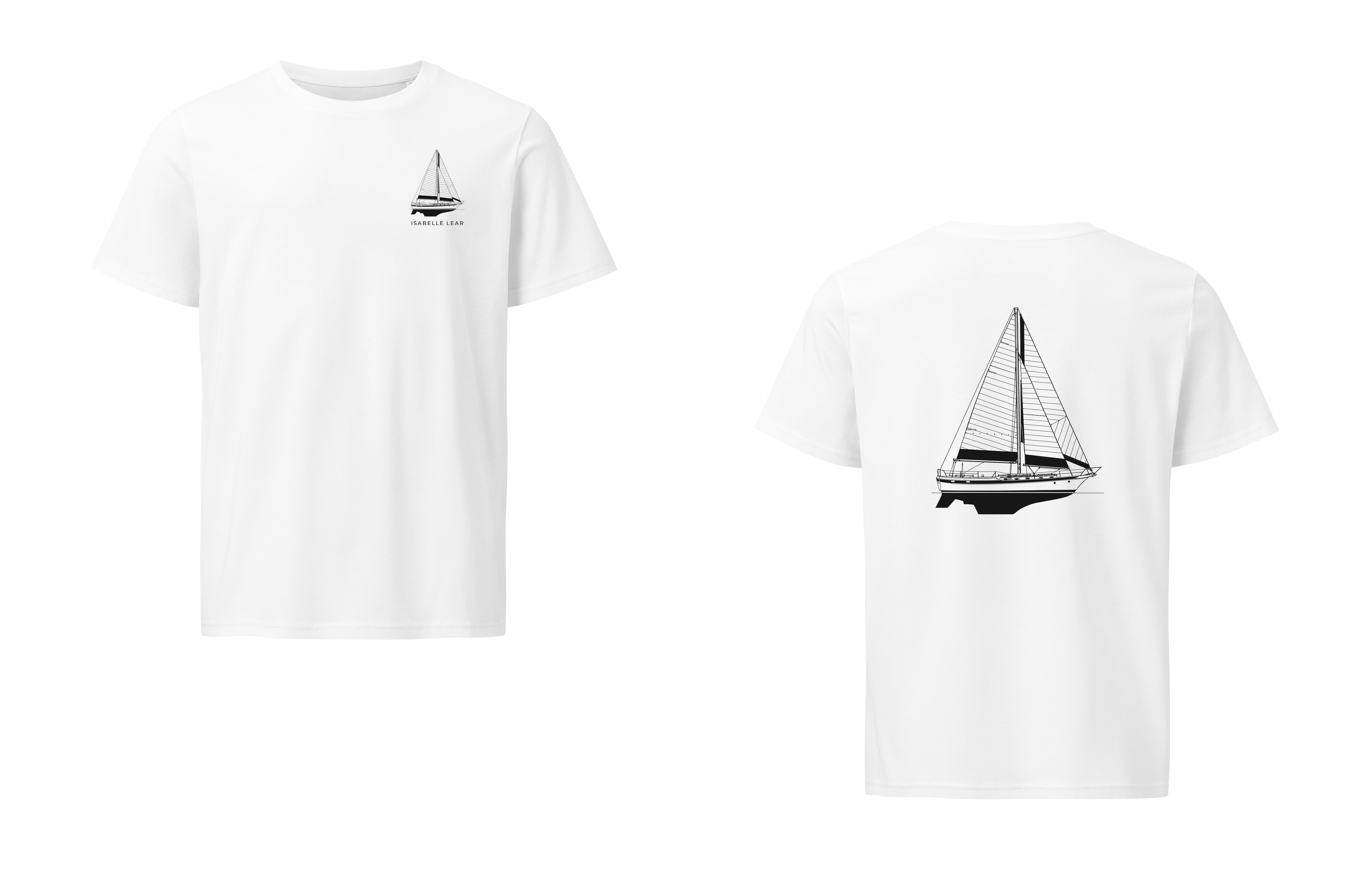 CSY 44 Center Cockpit sailboat shirt in White - front and back view