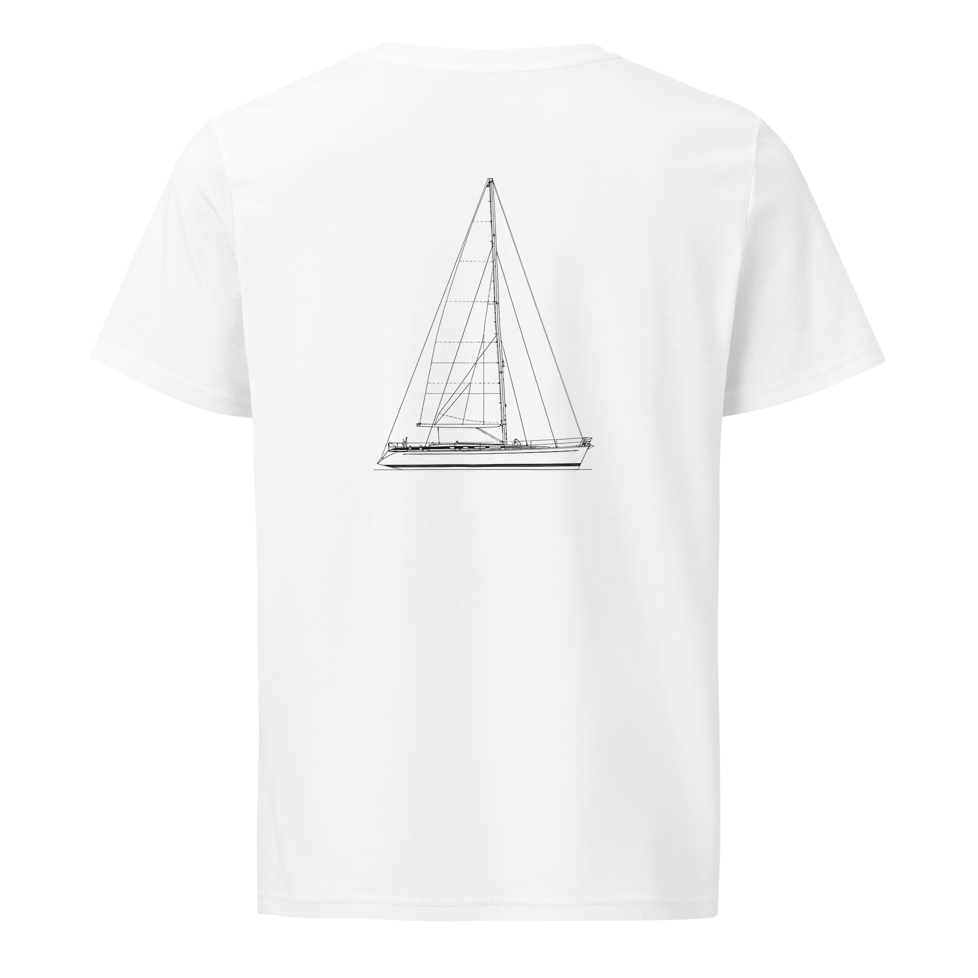 Nautor Swan 48 sailboat shirt in White - mockup