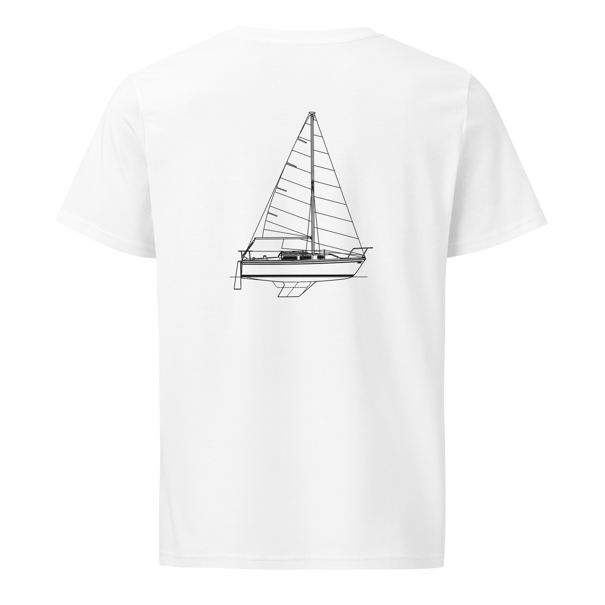Catalina 25 sailboat shirt in White - mockup