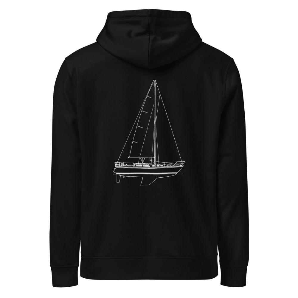 Catalina 34 sailboat hoodie in Black - back design