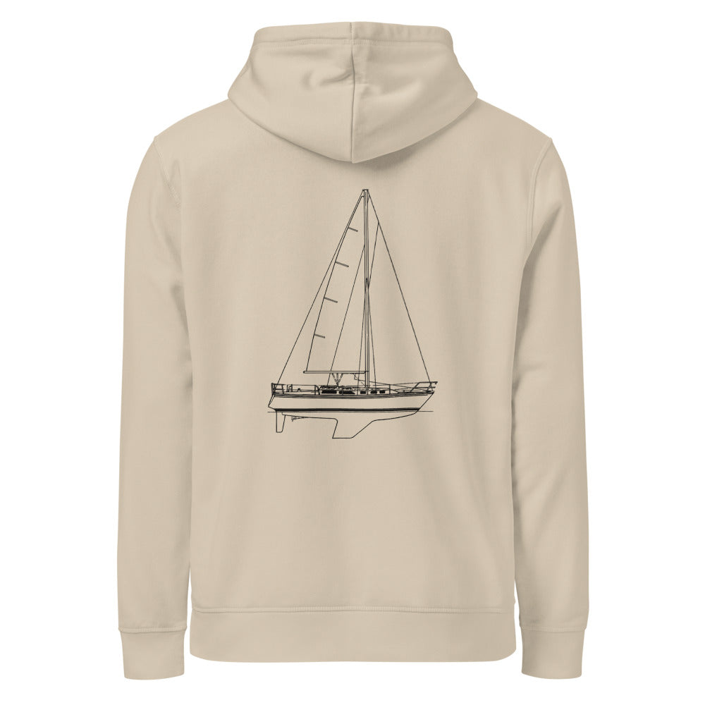 Catalina 34 sailboat hoodie in Desert Dust - back design