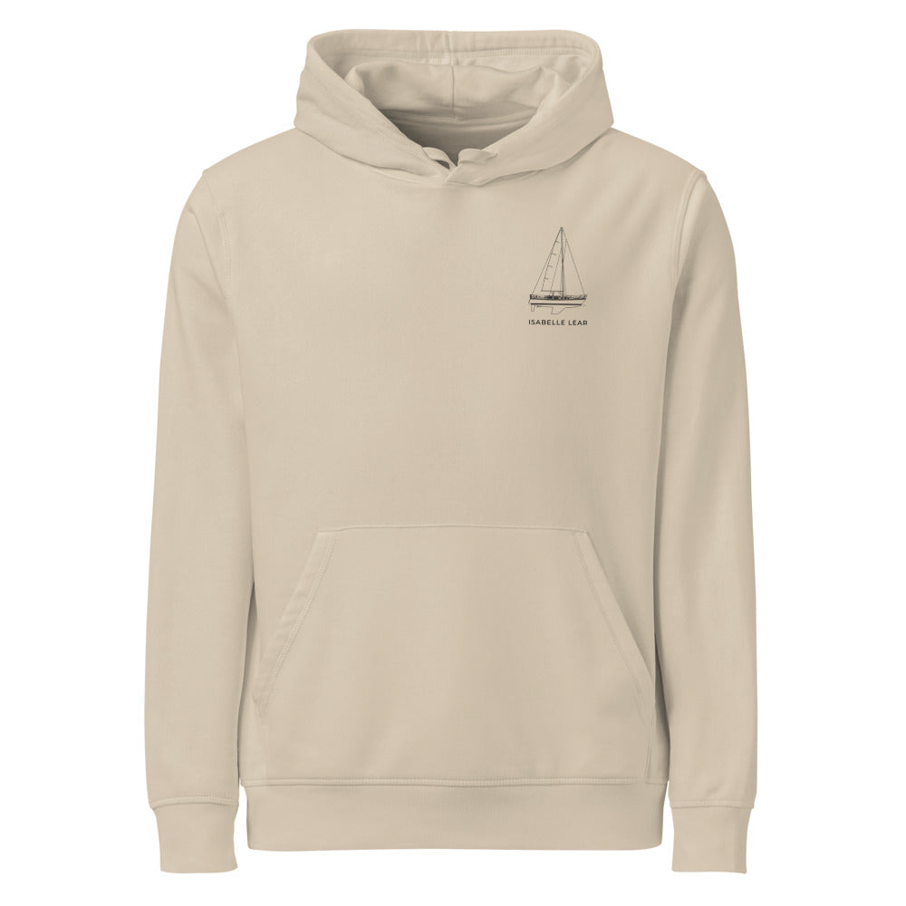 Catalina 34 sailboat hoodie in Desert Dust - front design