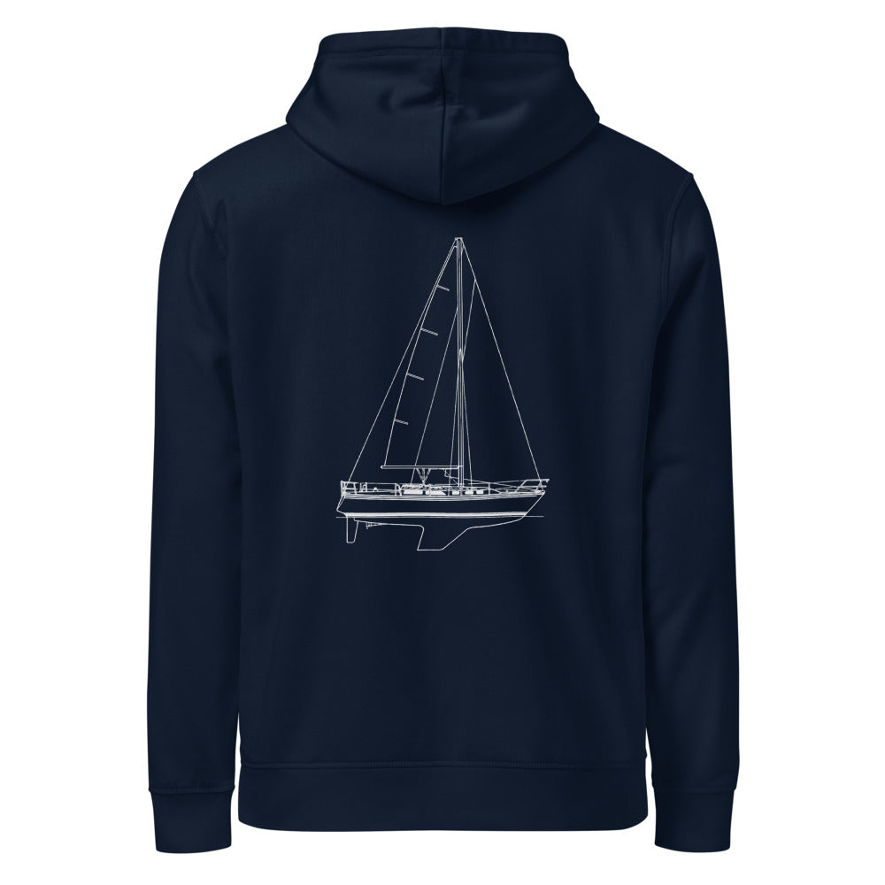 Catalina 34 sailboat hoodie in French Navy - back design