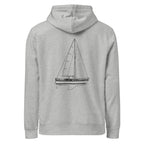 Catalina 34 sailboat hoodie in Heather Grey - back design