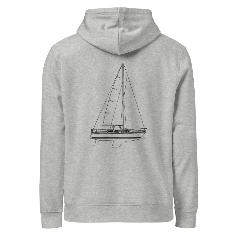 Catalina 34 sailboat hoodie in Heather Grey - back design