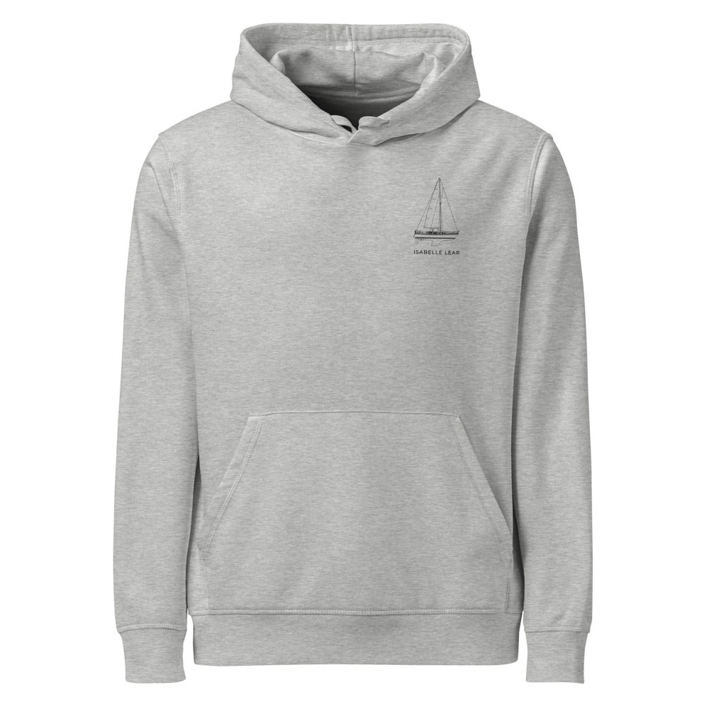 Catalina 34 sailboat hoodie in Heather Grey - front design