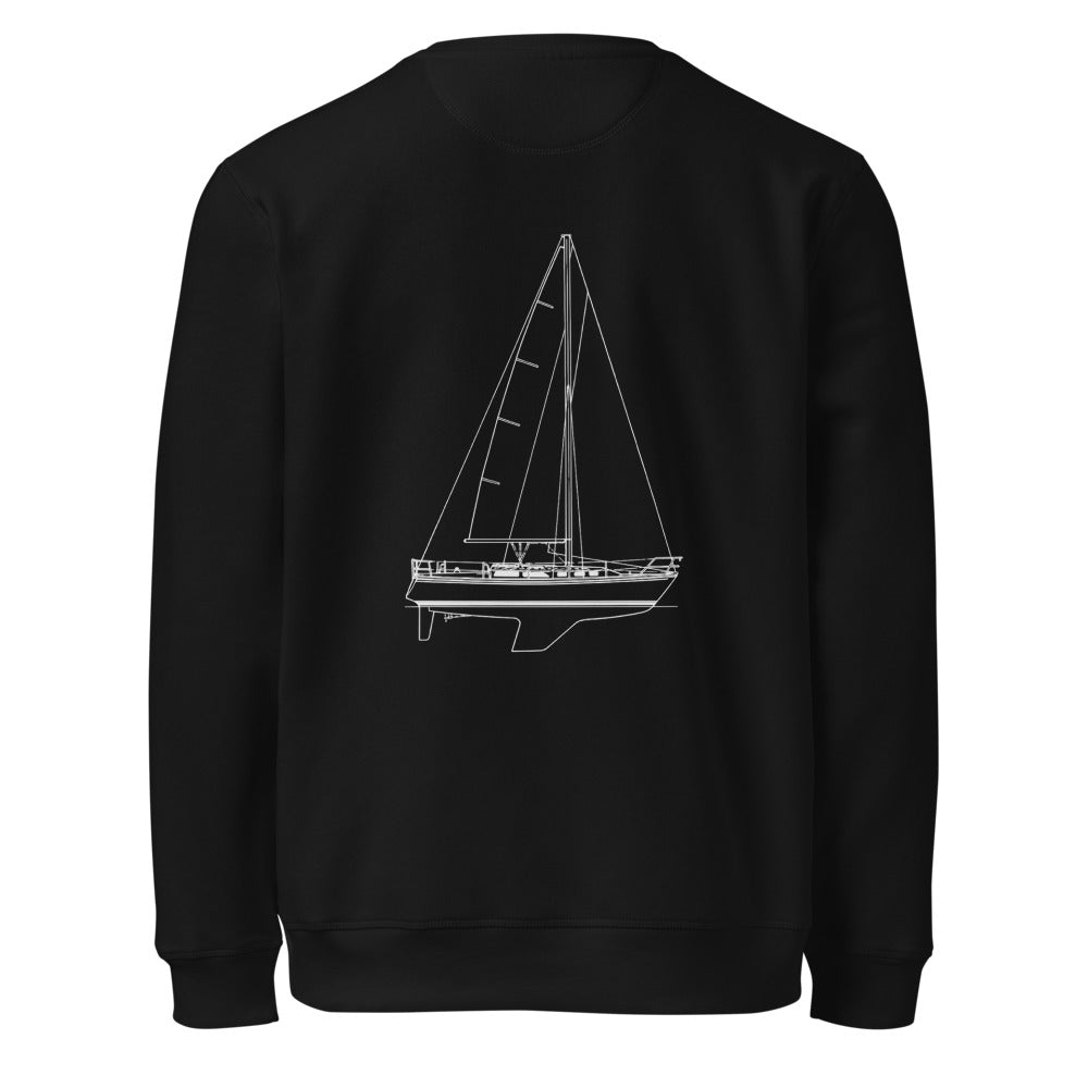 Catalina 34 sailboat crewneck sweatshirt in Black - back design