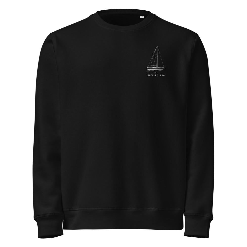Catalina 34 sailboat crewneck sweatshirt in Black - front design
