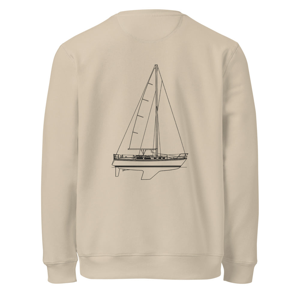 Catalina 34 sailboat crewneck sweatshirt in Desert Dust - back design