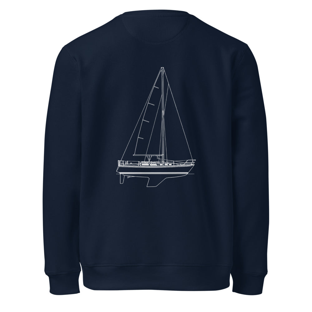 Catalina 34 sailboat crewneck sweatshirt in French Navy - back design
