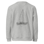 Catalina 34 sailboat crewneck sweatshirt in Heather Grey - back design