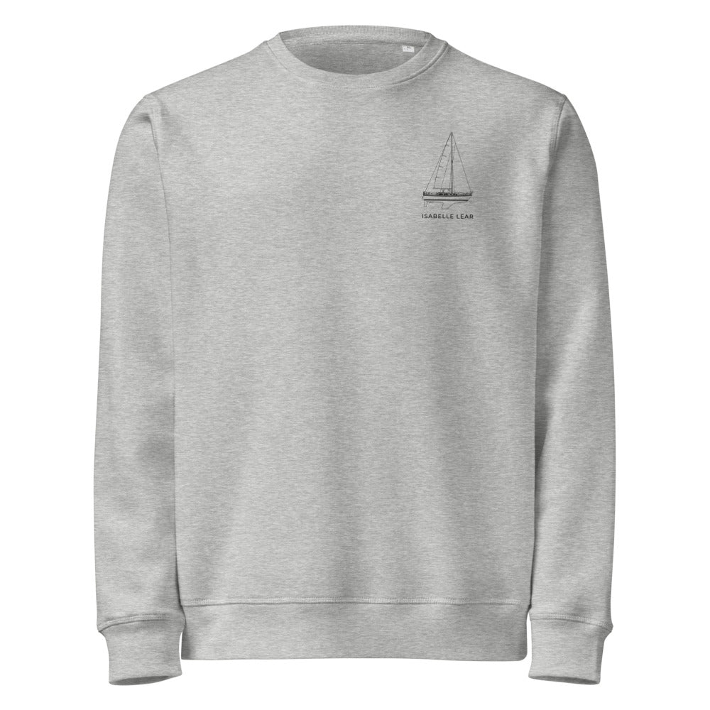 Catalina 34 sailboat crewneck sweatshirt in Heather Grey - front design