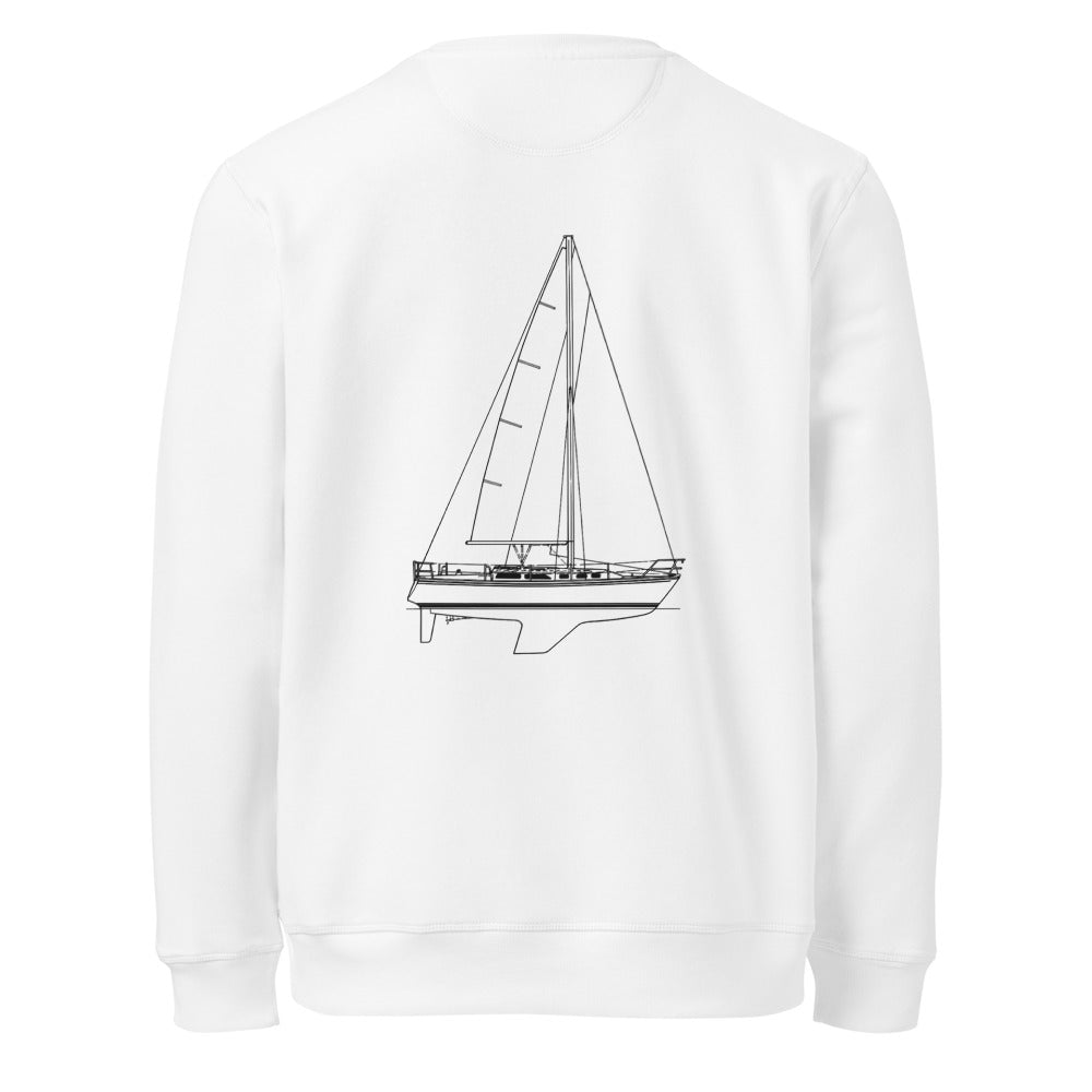 Catalina 34 sailboat crewneck sweatshirt in White - back design