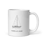 Catalina 34 sailboat mug with the boat drawing and boat name