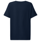 Crew tee french navy back view showing sleeve prints